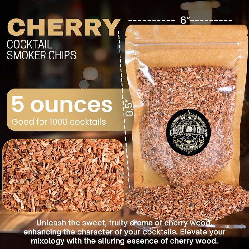 G Js Finest Cherry Wood Chips for Cocktail Smoker; Smoked Whiskey/Bourbon/Old Fashioned Drinks - Extra Fine Sawdust Shavings for Cocktail Smoking Guns, Smoke Box, BBQ - 5oz Gift Bag & Spoon By G&J's Finest - Image 2